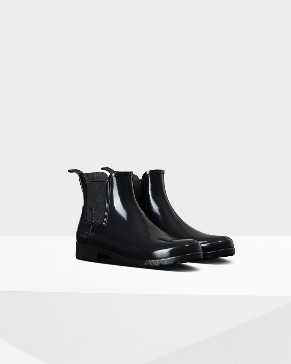 Hunter Refined Gloss Slim Fit Chelsea Boots - Cheap Online Womens Black - FREKVO531